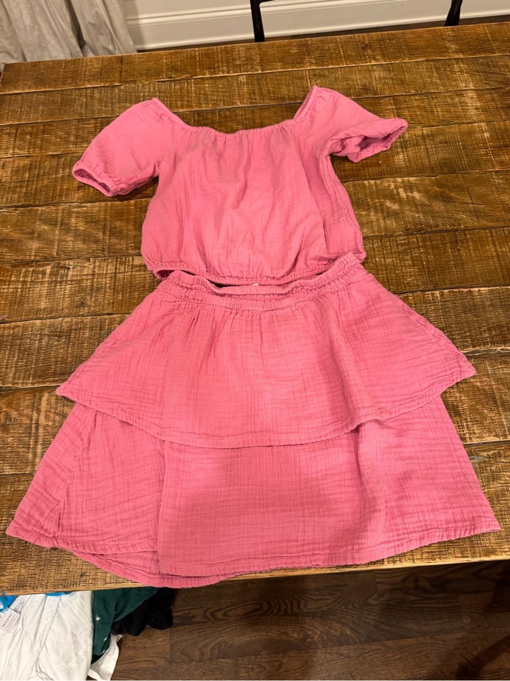 Old Navy Pink Off-Shoulder Tiered Girls 2 piece set